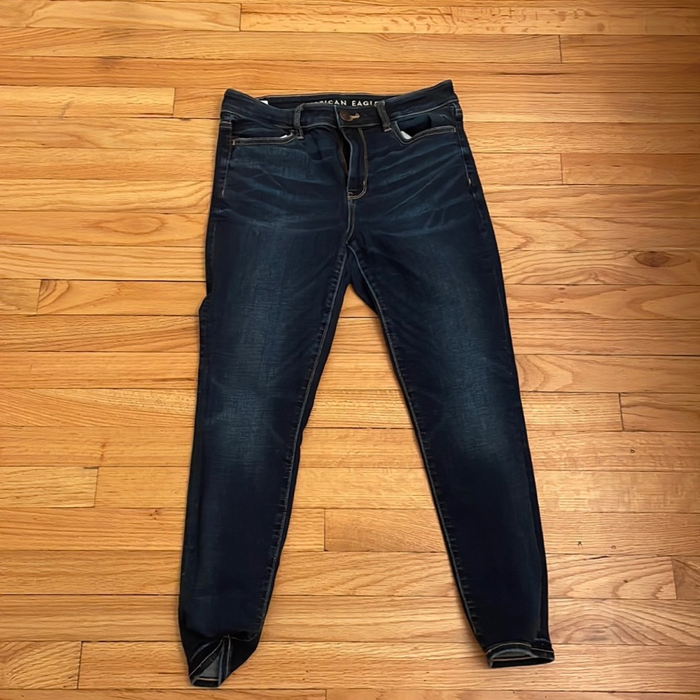 Dark blue skinny high rise jean